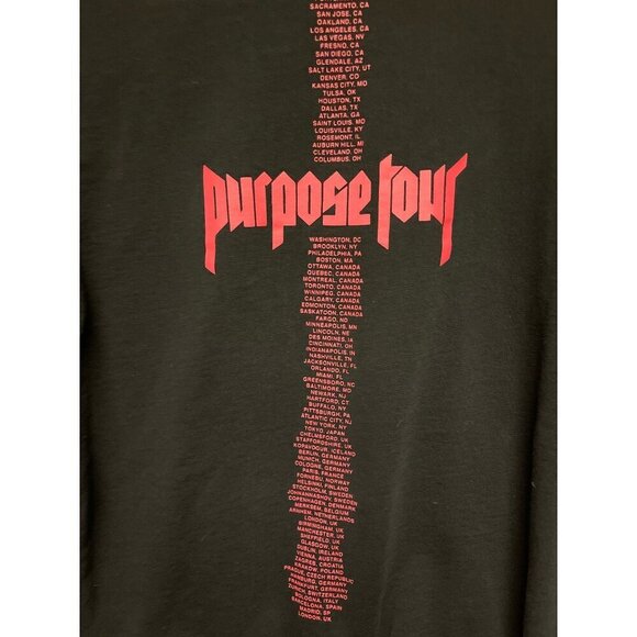 Justin Bieber Purpose Concert Tour Black Crew Neck Sweatshirt Size Small Divided - Picture 4 of 8